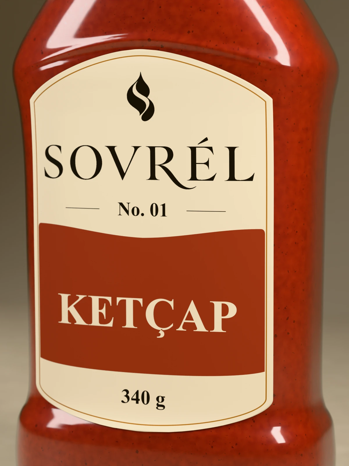 Ketçap şişe ve etiket ayrıntısı