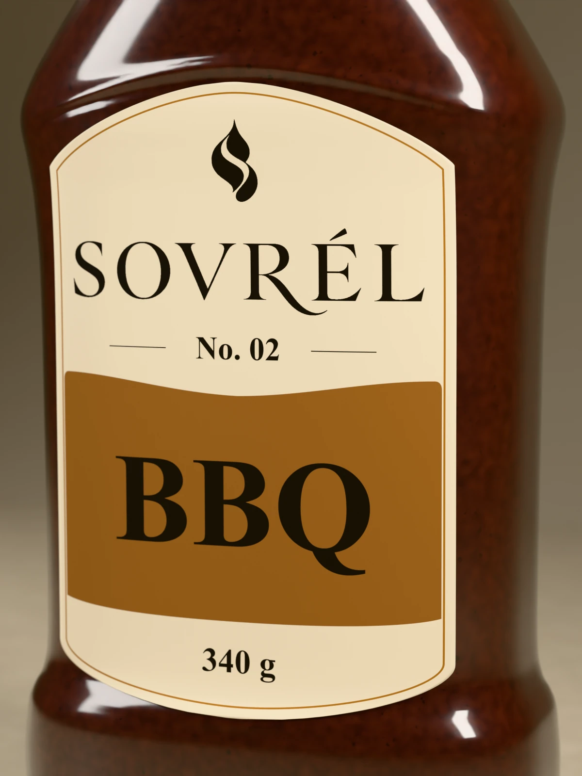 BBQ şişe ve etiket ayrıntısı