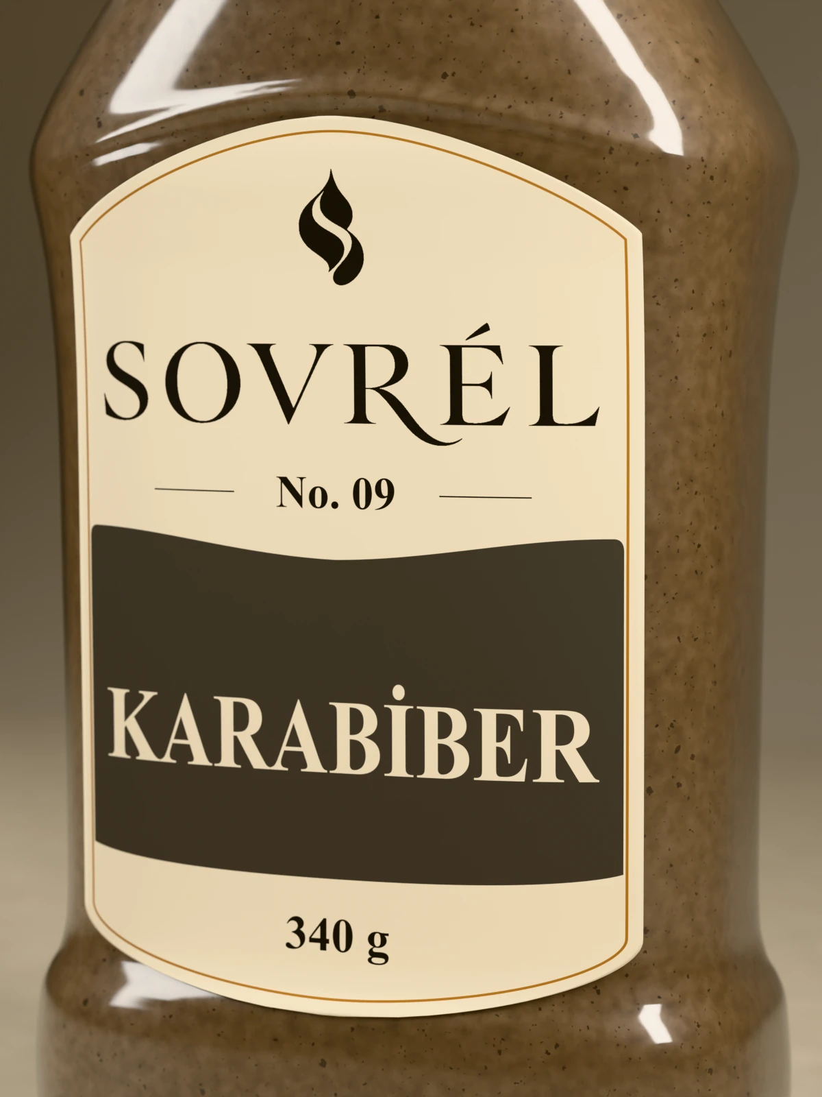 Karabiber şişe ve etiket ayrıntısı